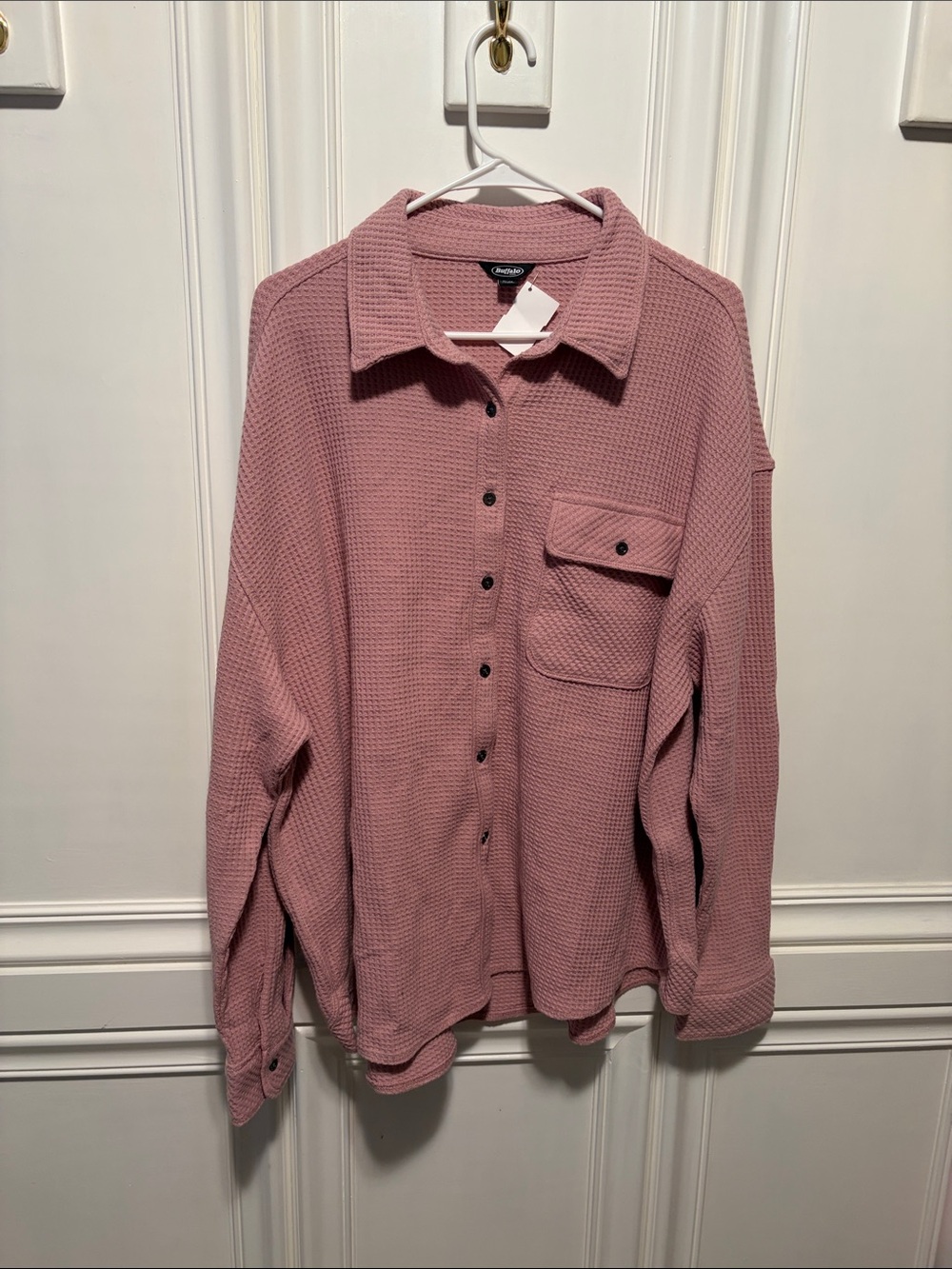 Buffalo Dusty Pink Waffle Knit Button-Down Shirt